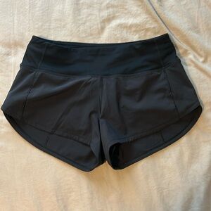 Black Lululemon speed up low rise lined shorts 2.5”